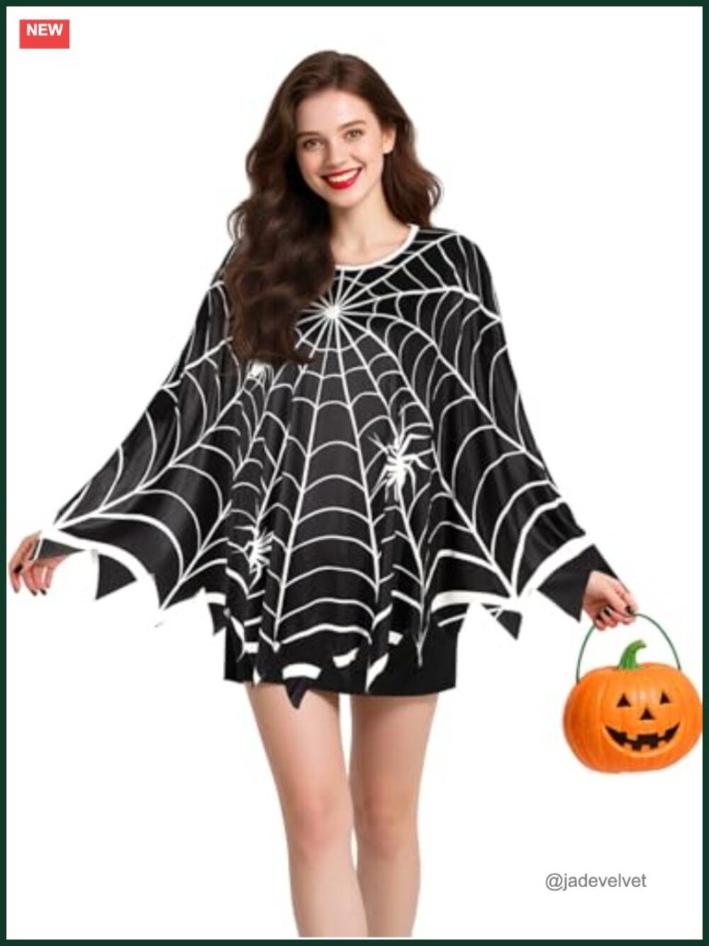 Halloween Spiderweb Poncho Adult Cosplay Spider Web Costume Cape